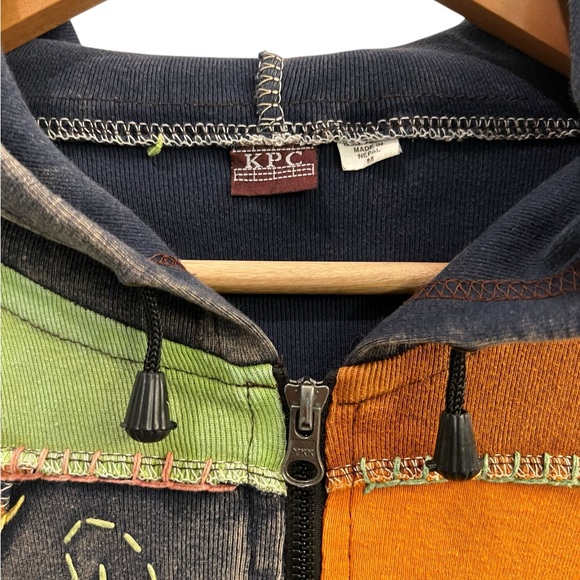 Vintage KPC Womens Size Medium Nepali Patchwork Embroidered Artsy Boho Hoodie - Picture 7 of 11